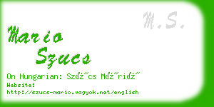 mario szucs business card